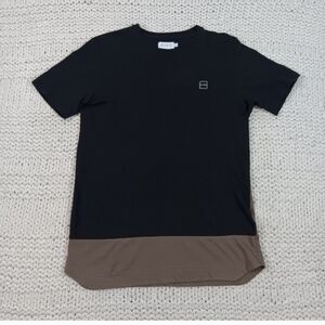 King Men's Colorblock Black and Brown Streetwear Short Sleeve Shirt, XLarge